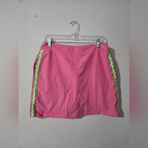 Lilly Pulitzer VTG Size 8 Tennis Skirt Skort Golf Pink Green Rickrack Trim
